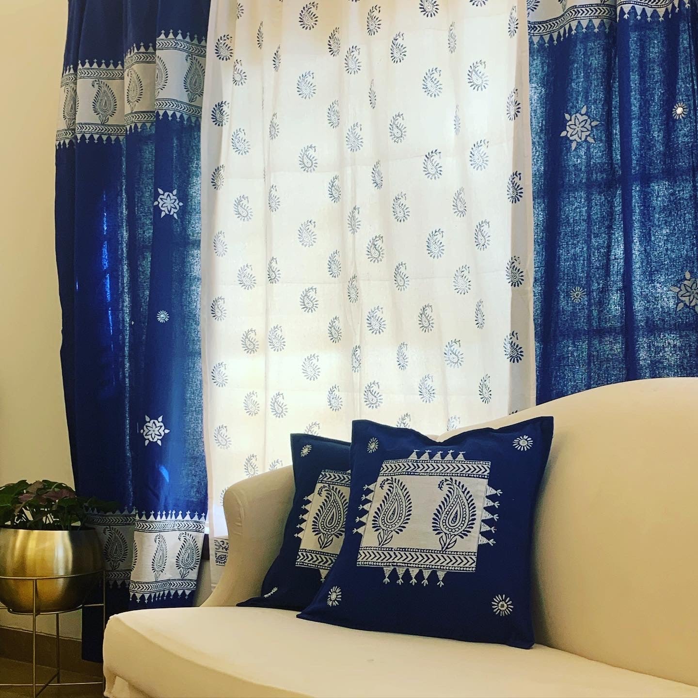 Blue Curtains With Hand Embroidery(Made to order)