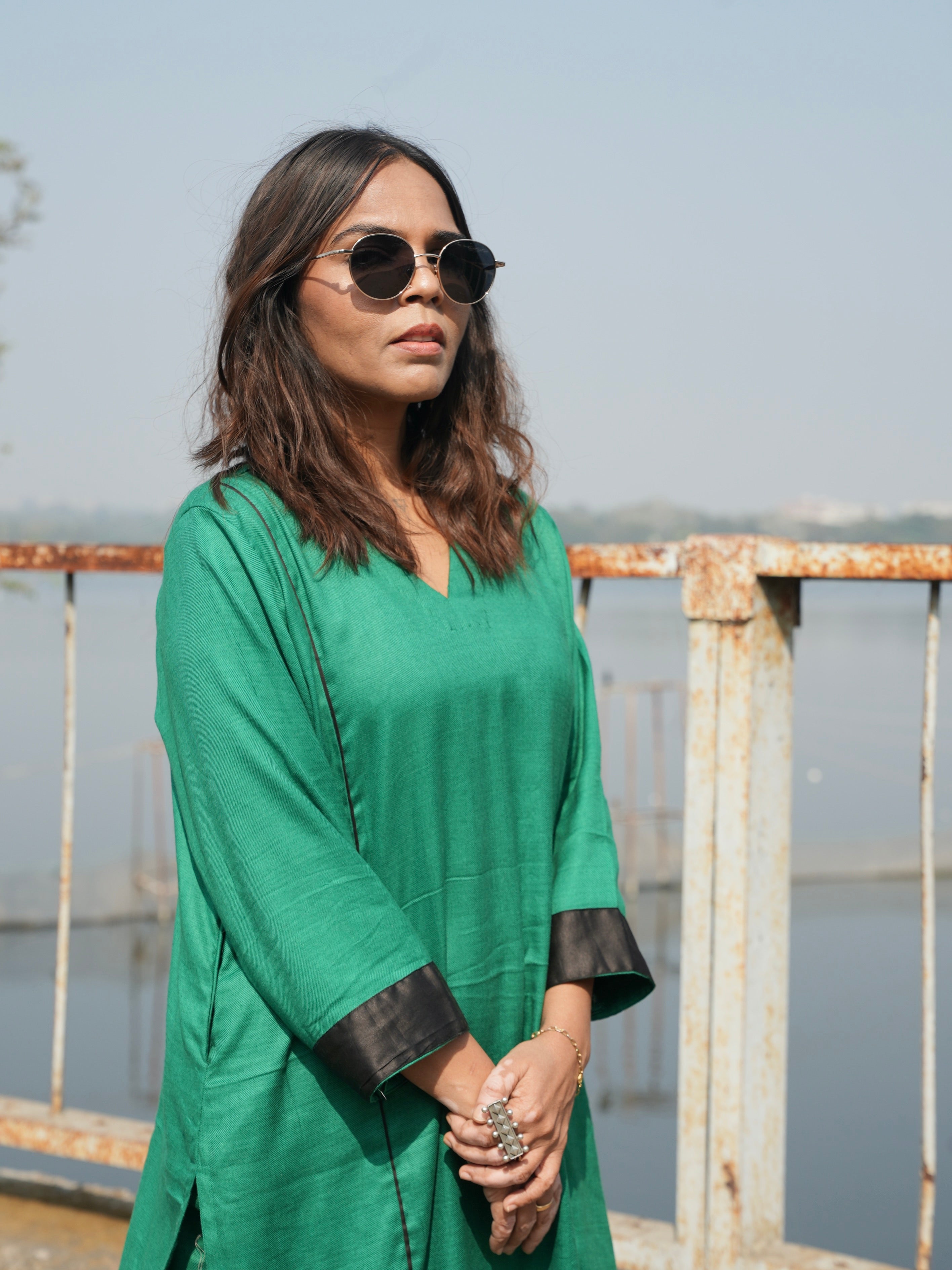 Green Bamboo Cotton Salwar Suit Co-ord Set