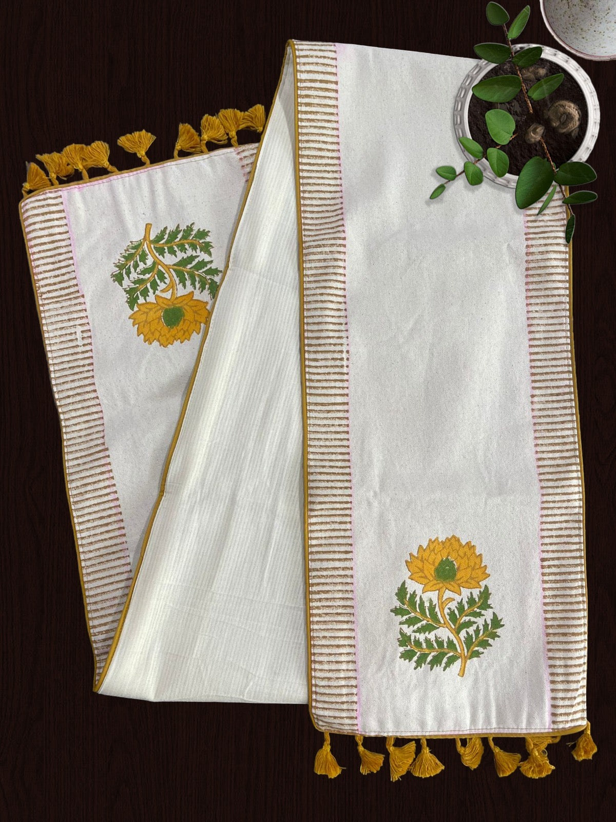 Table Runner with Yellow Flowers