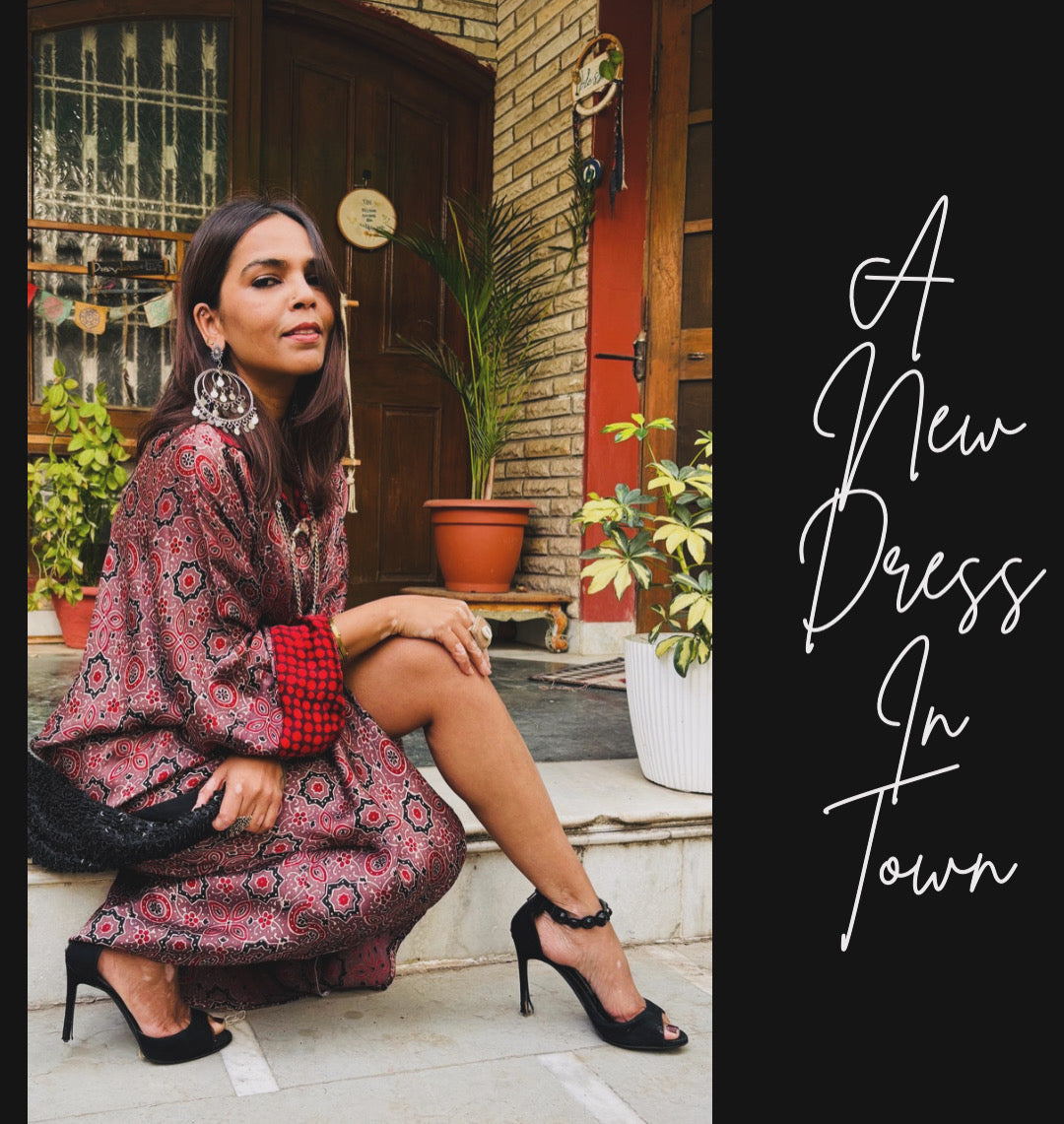 Ajrakh print Modal Silk Shirt Dress