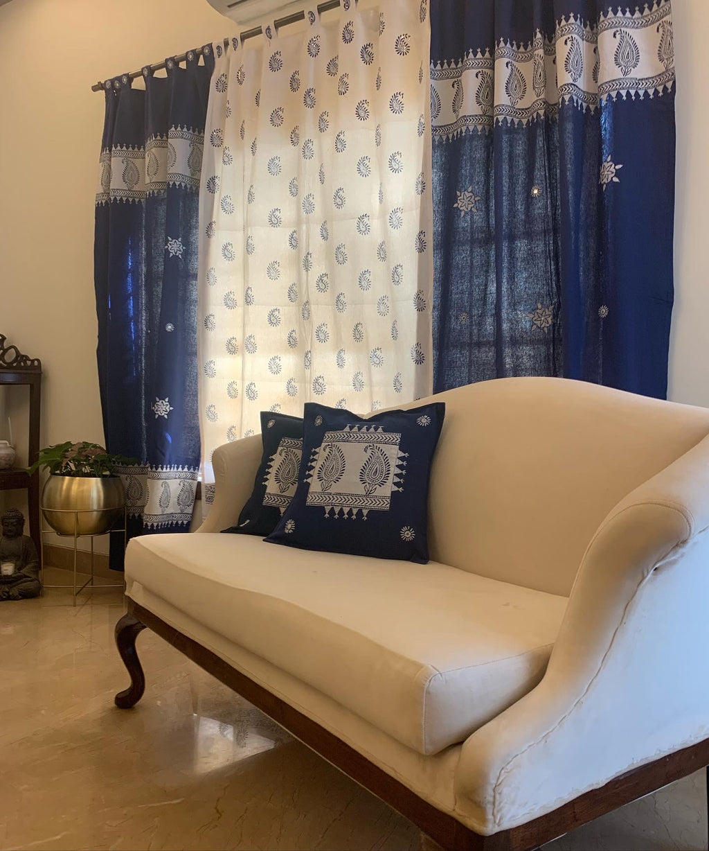 Blue Curtains With Hand Embroidery(Made to order)