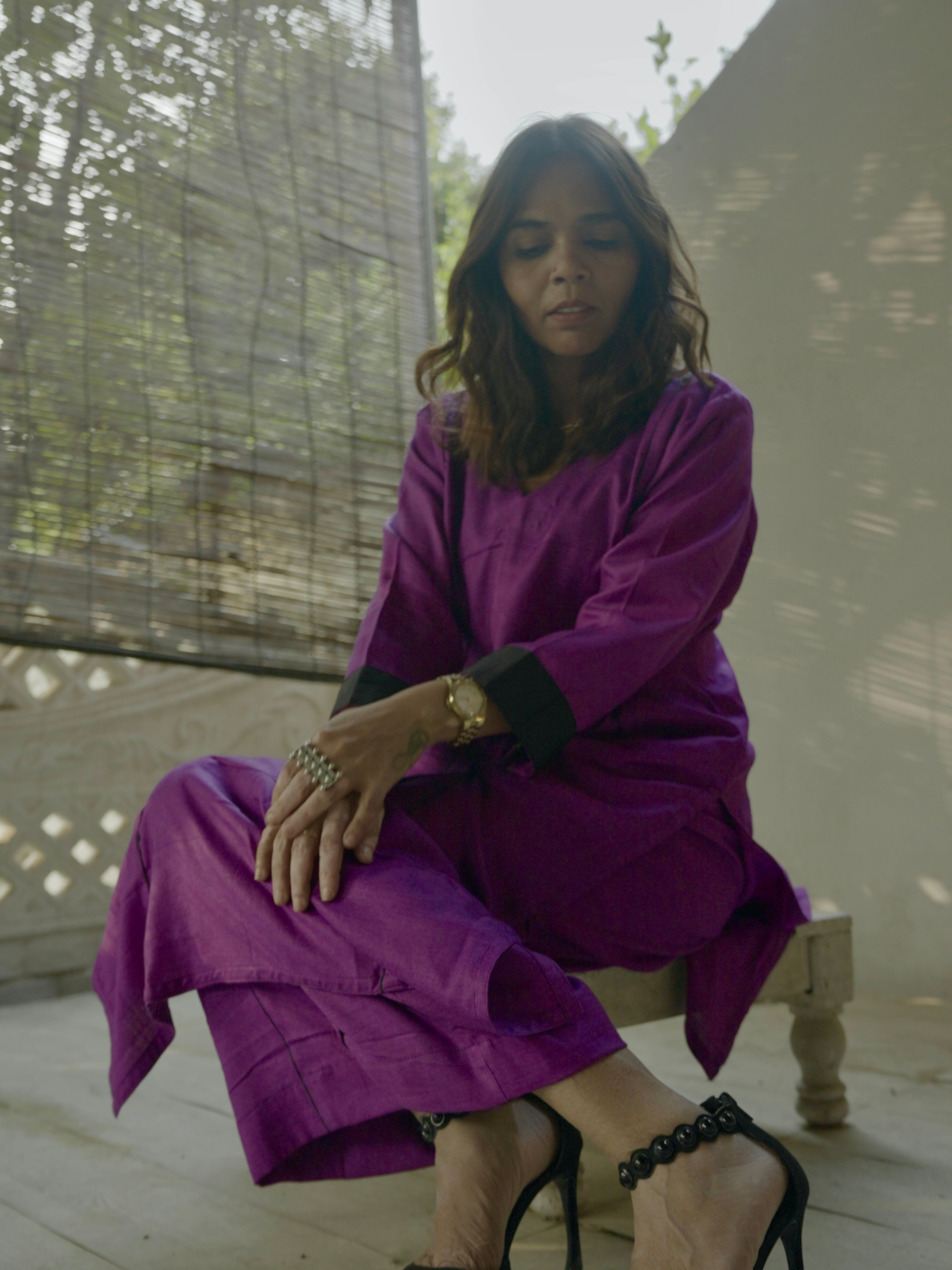 Purple Bamboo Cotton Salwar Suit Co-ord Set