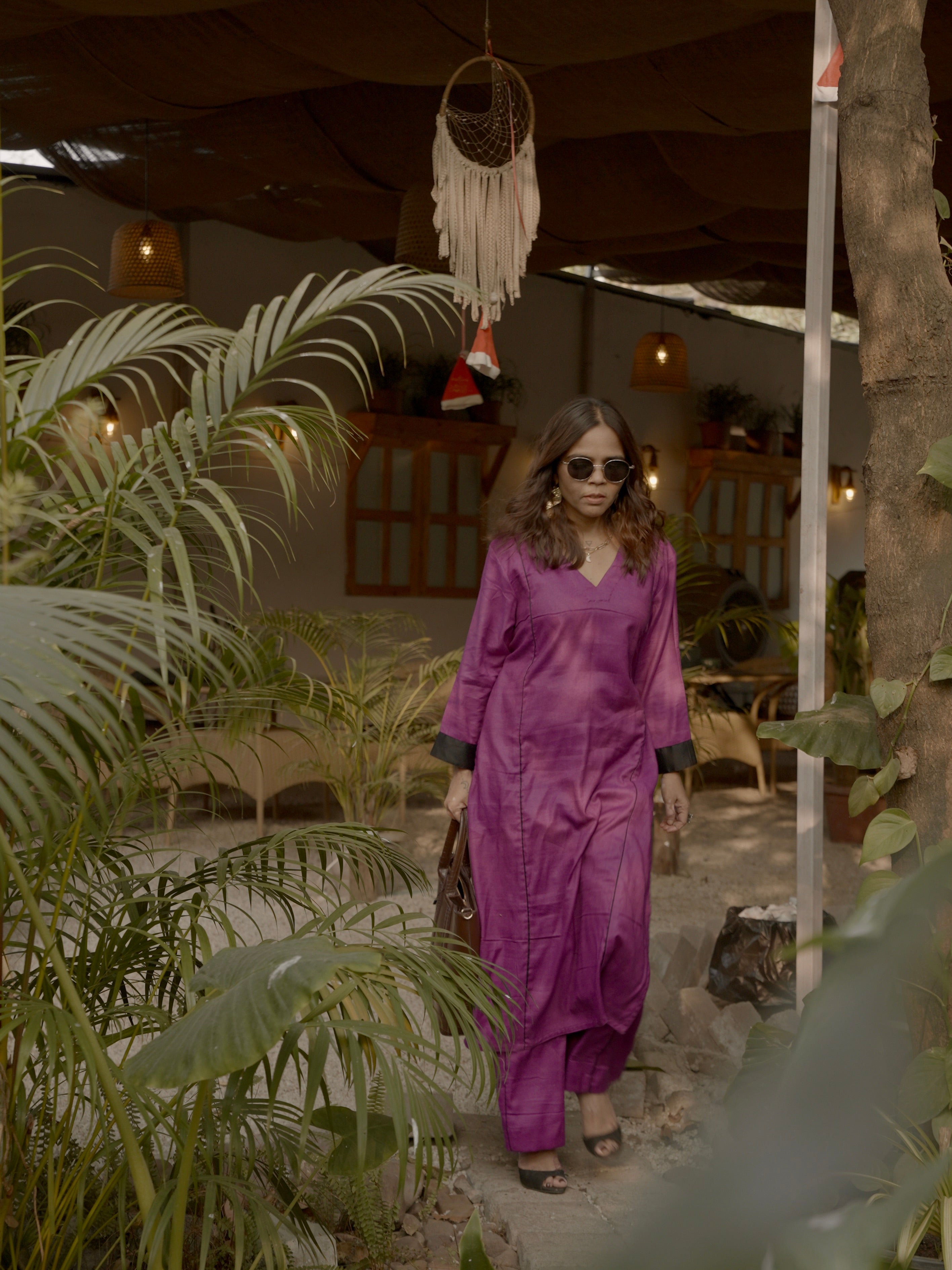 Purple Bamboo Cotton Salwar Suit Co-ord Set