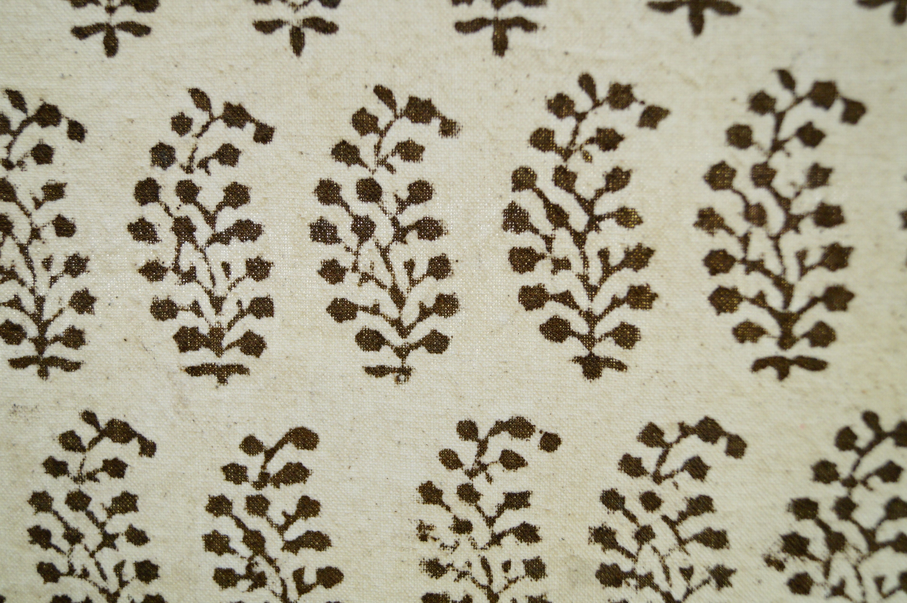 Off-white cotton curtain with olive green paisley prints(Made to order)