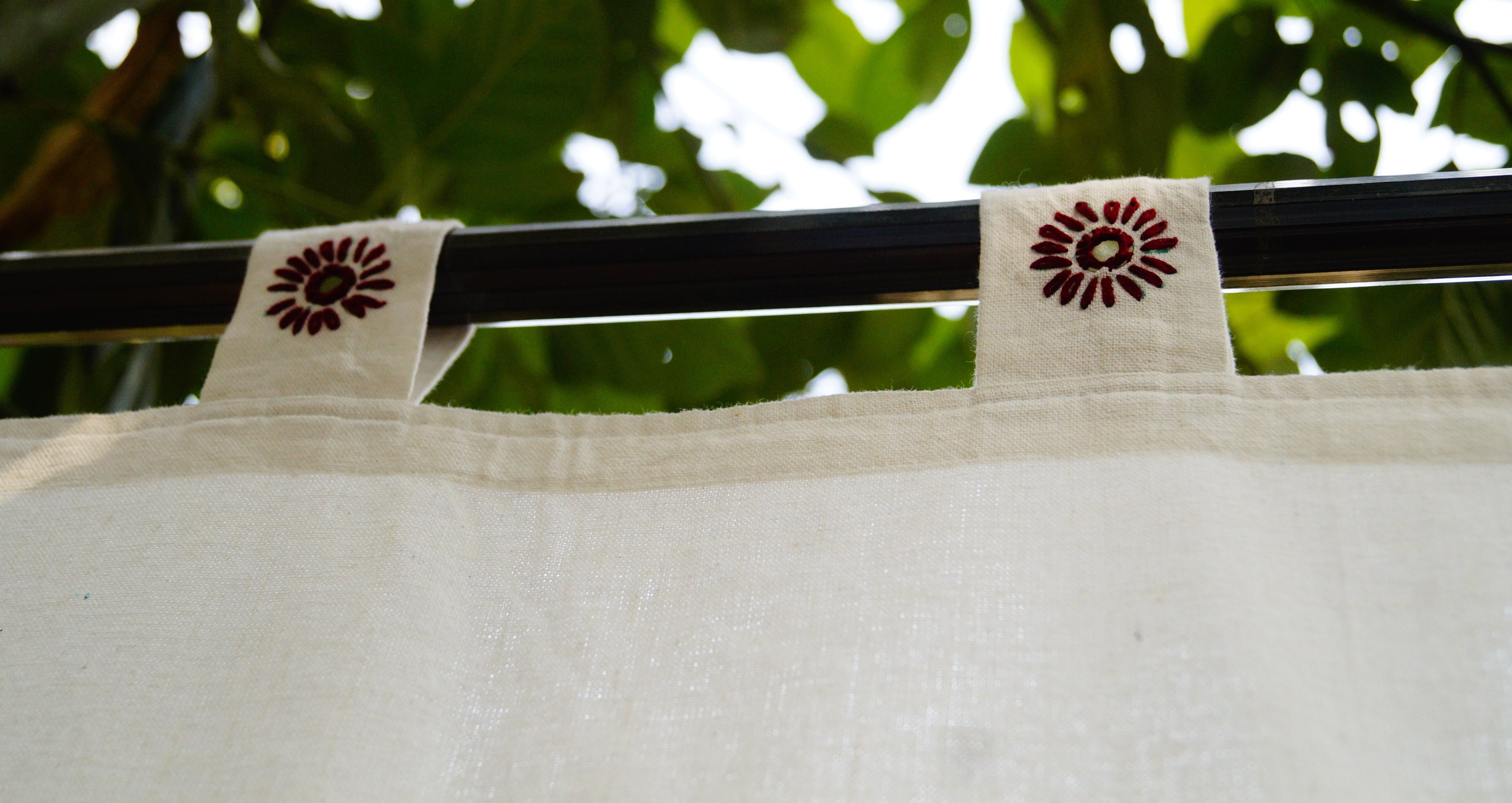 White & Red Curtains With Hand Embroidery(Made to order)