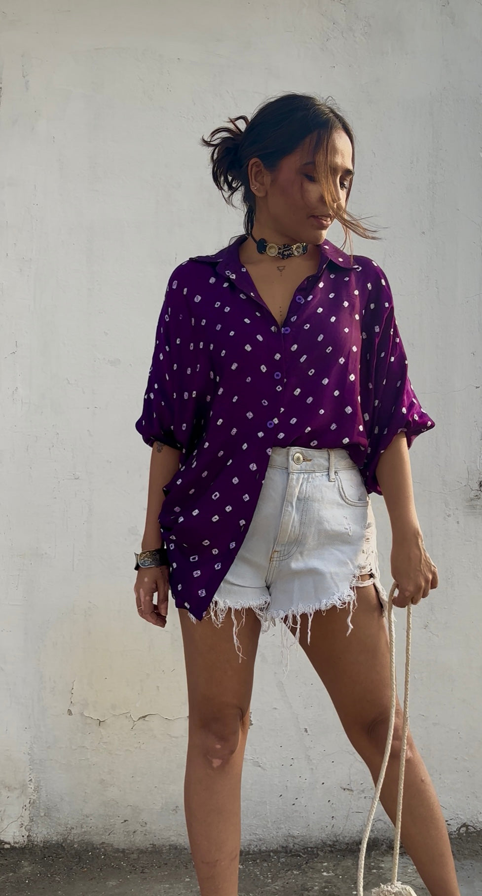 Modal Silk Bandhani Shirt