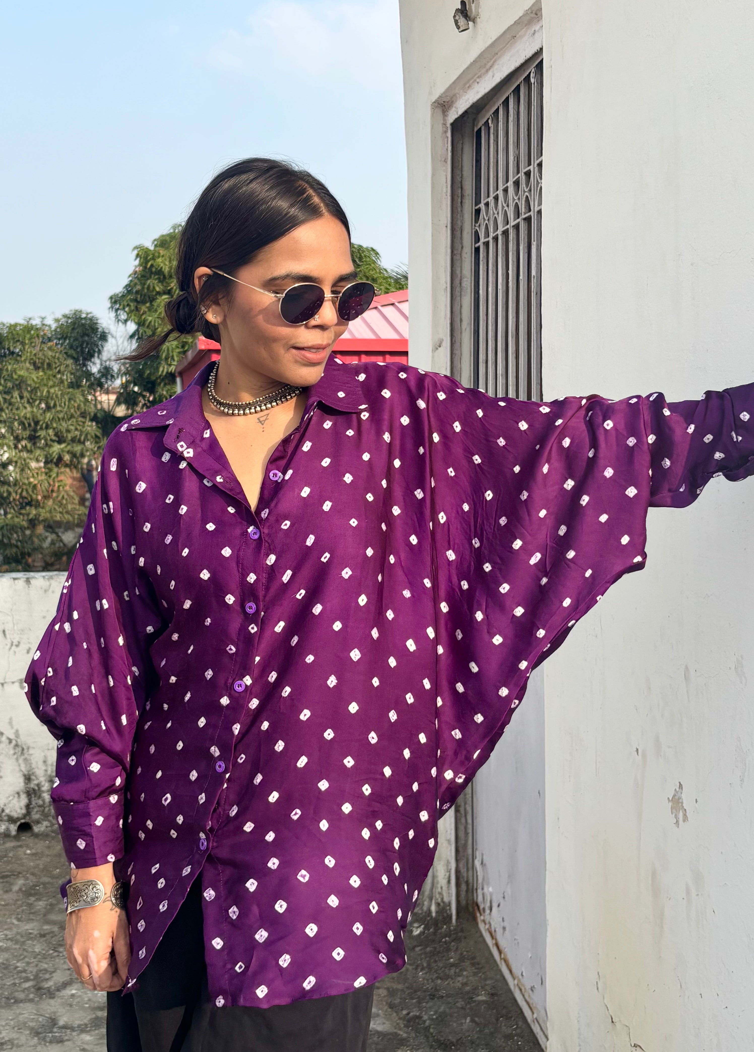 Modal Silk Bandhani Shirt