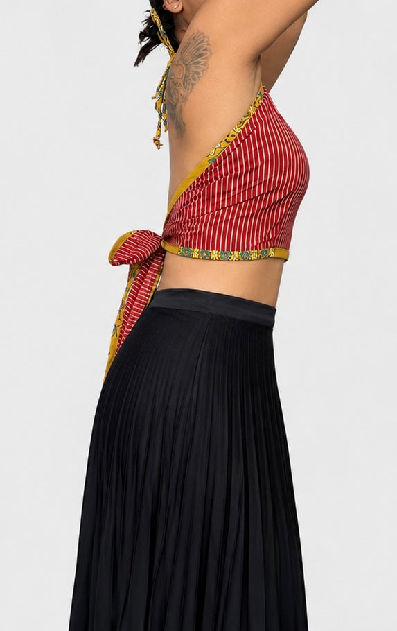 Ajrak Halter Crop Tops- One Size