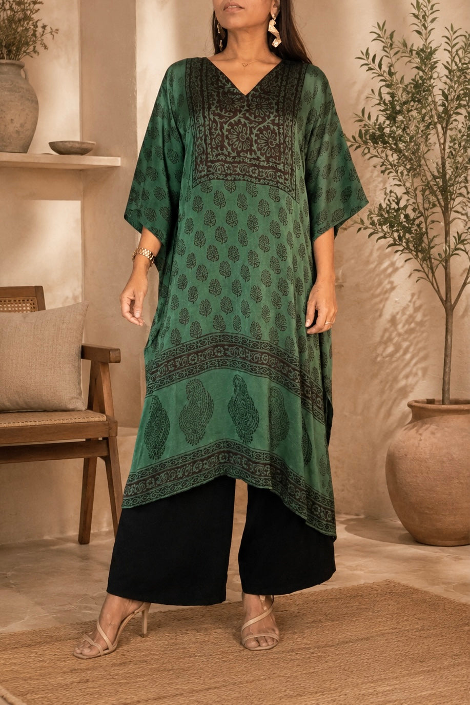 Green Bagh Modal Silk Kaftan