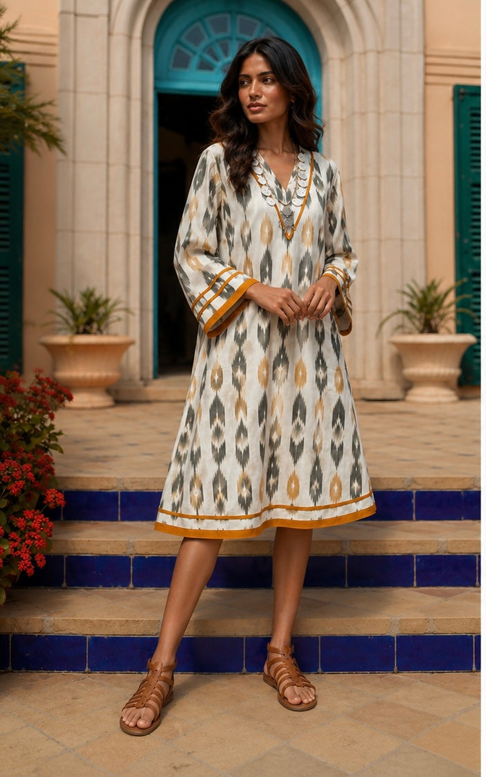 Off-White Abr Ikat Cotton Dress