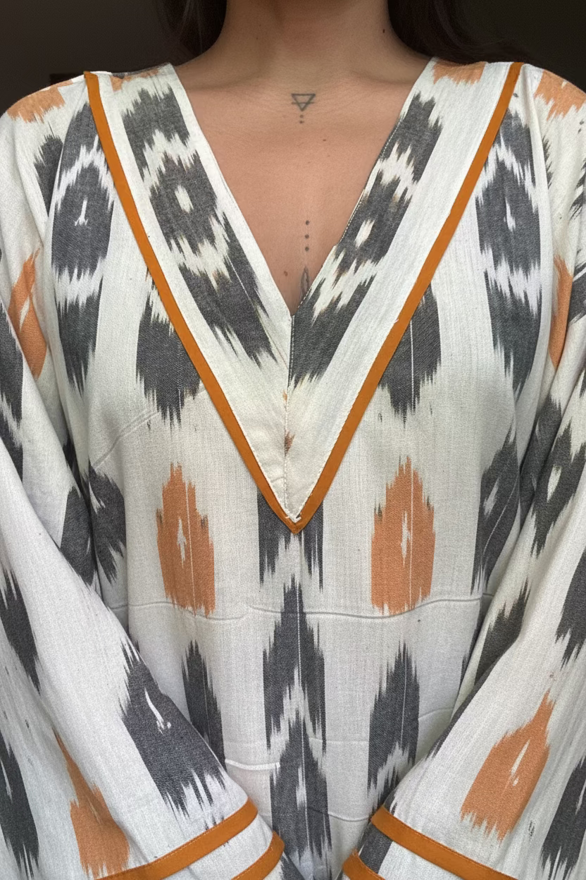 Off-White Abr Ikat Cotton Dress