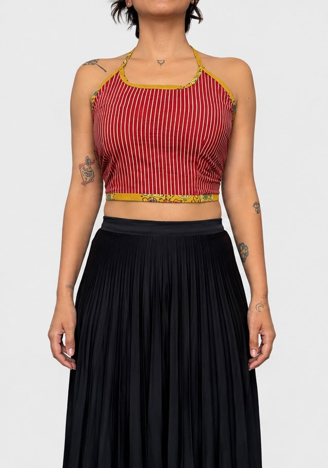 Ajrak Halter Crop Tops- One Size