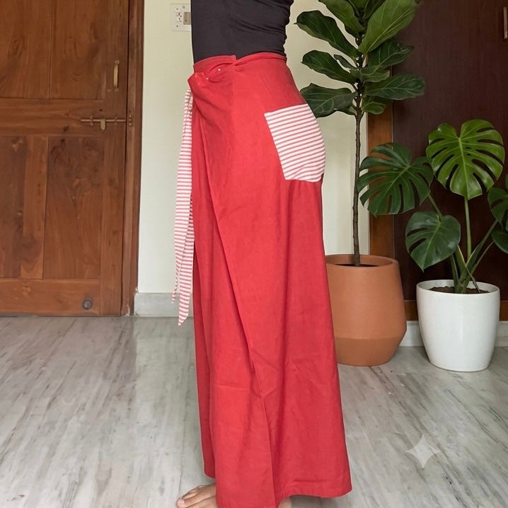 Front Panel Tie-up Pants Maroon