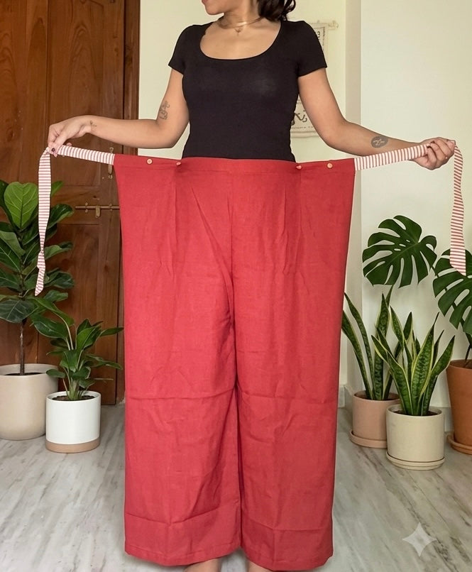 Front Panel Tie-up Pants Maroon