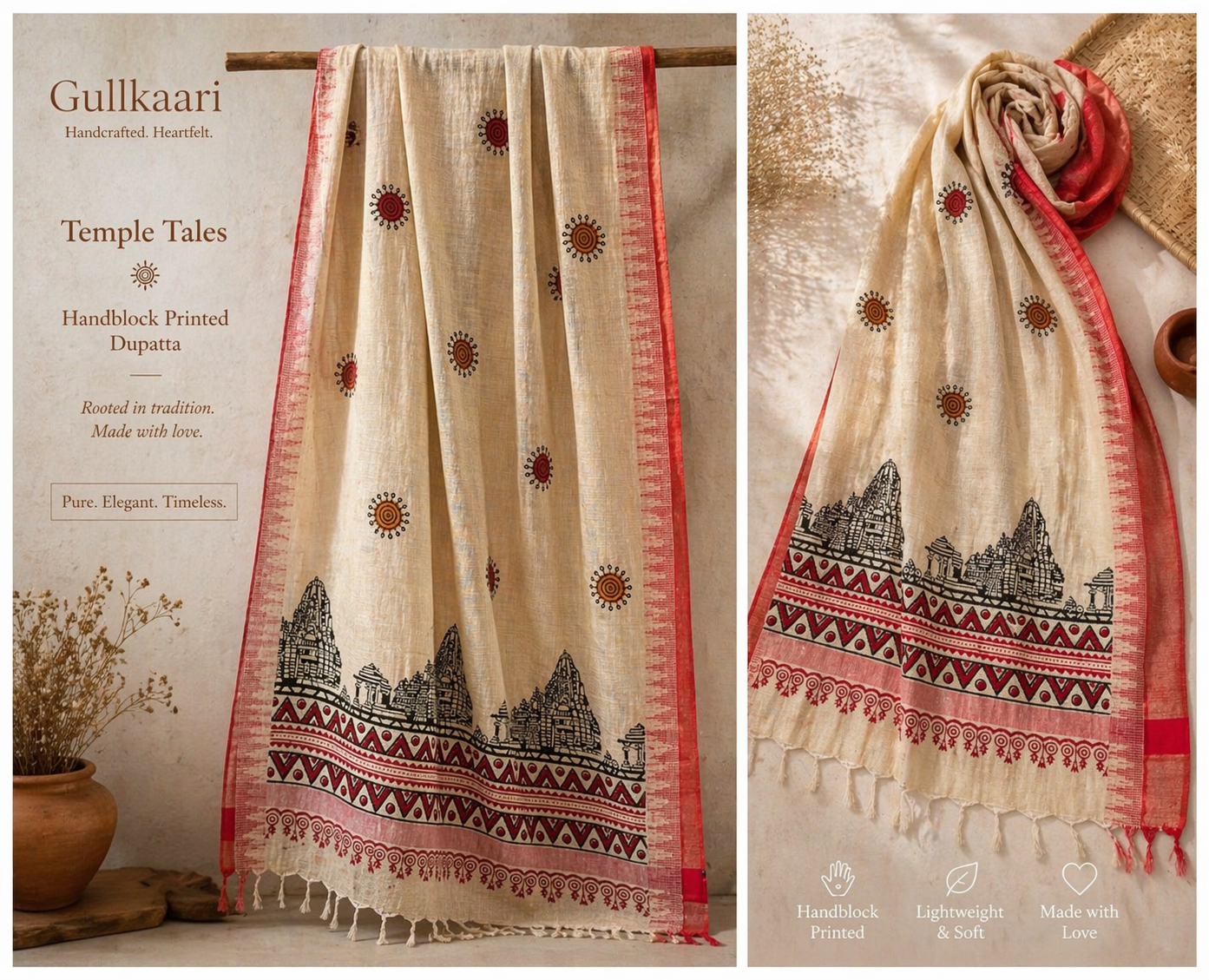 Temple collection - Maheshwari Silk Dupatta