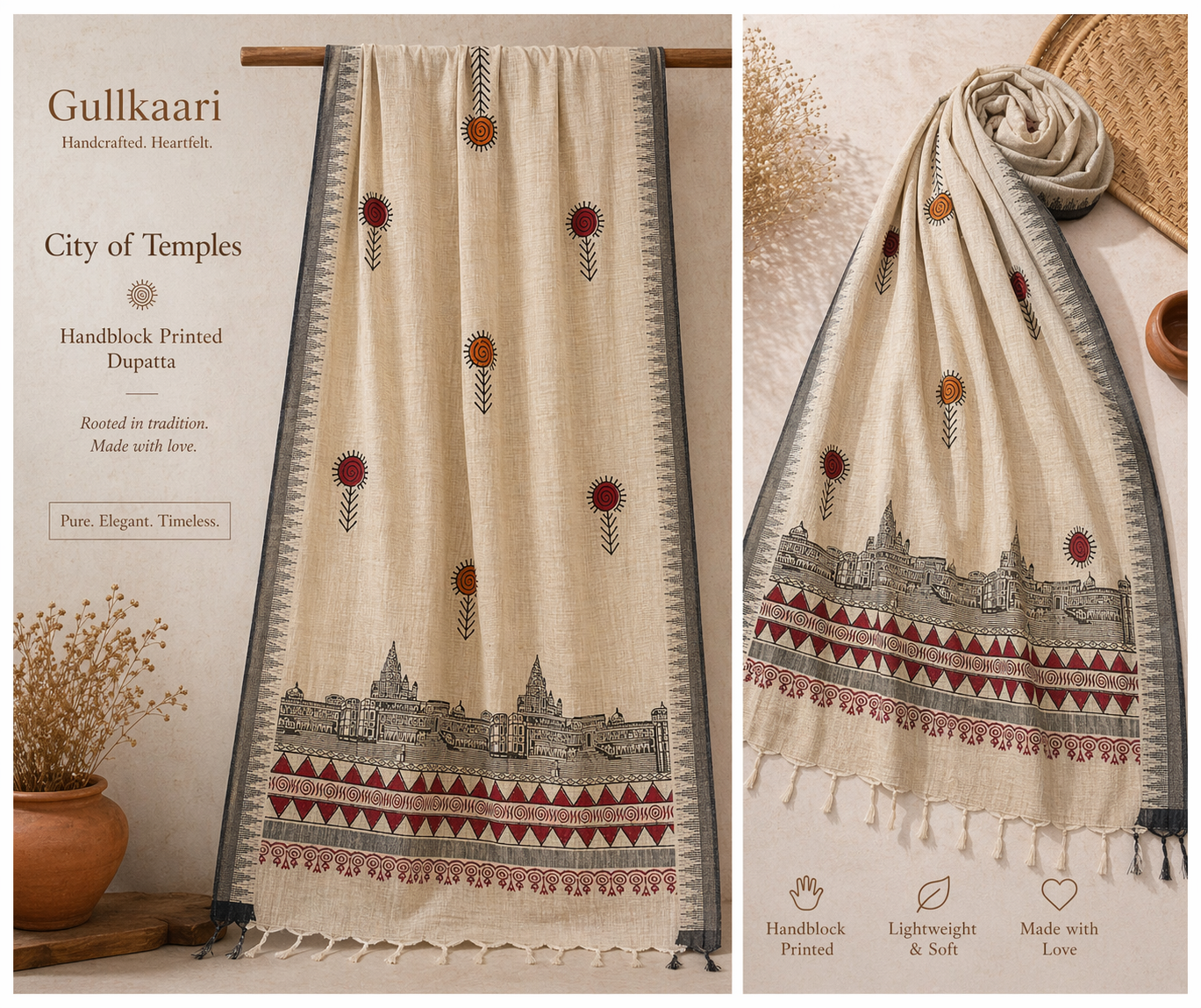 Temple collection - Maheshwari Silk Dupatta