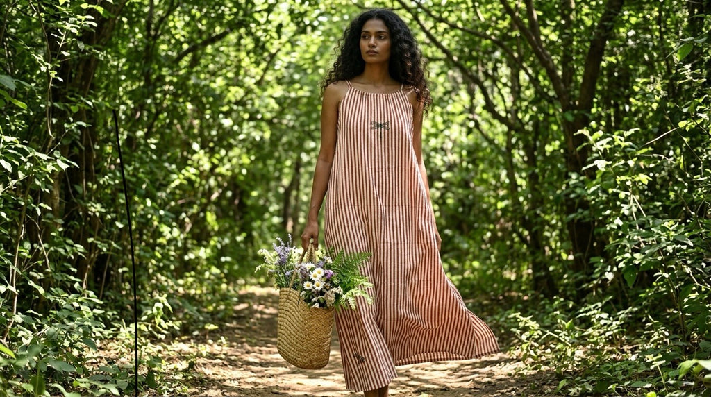 Brown Stripes Halter Dress