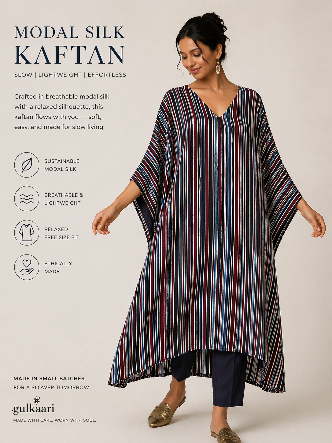 Striped Modal Silk Kaftan
