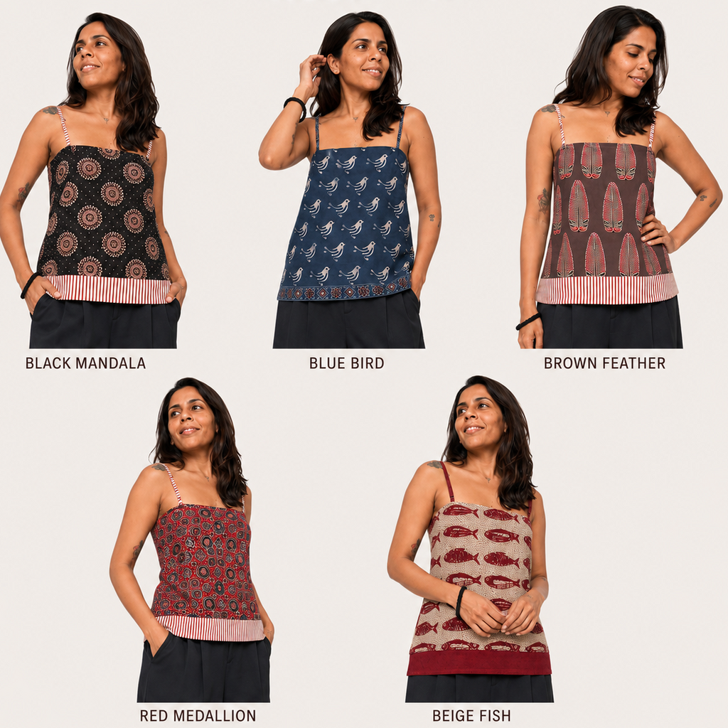 Handblock printed Backless Tops