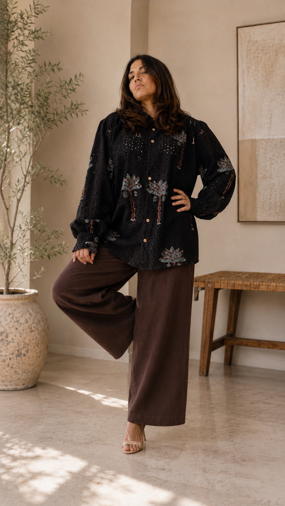 Black Ajrakh Hakoba Cotton Shirt