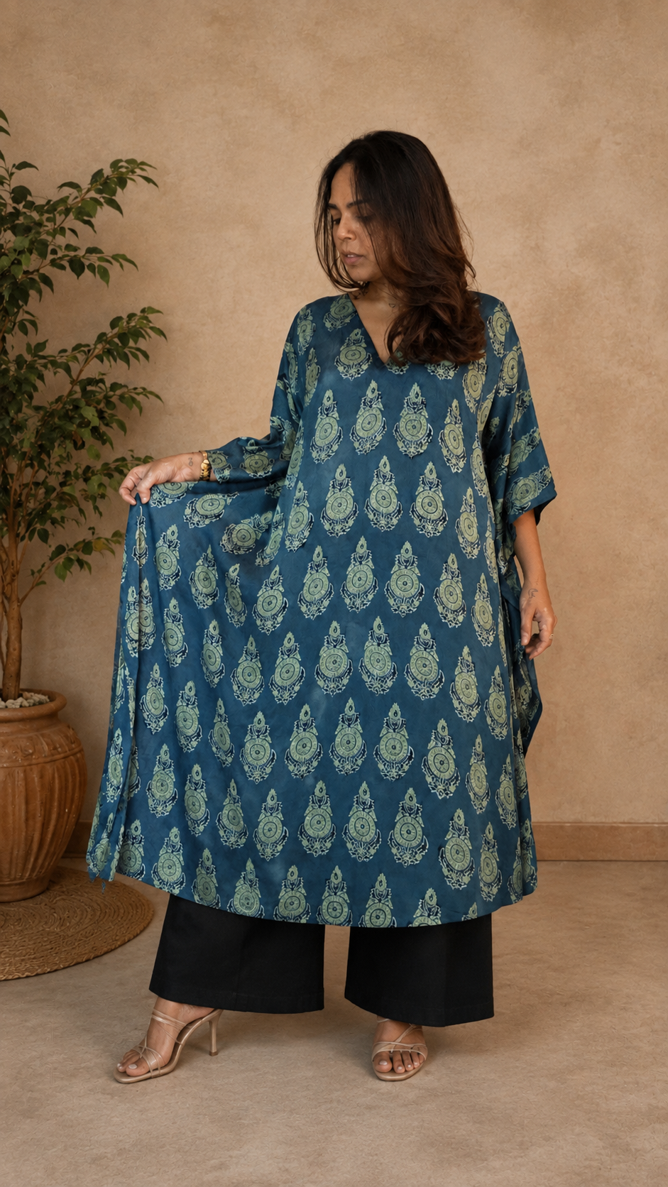 Blue Modal Silk Kaftan