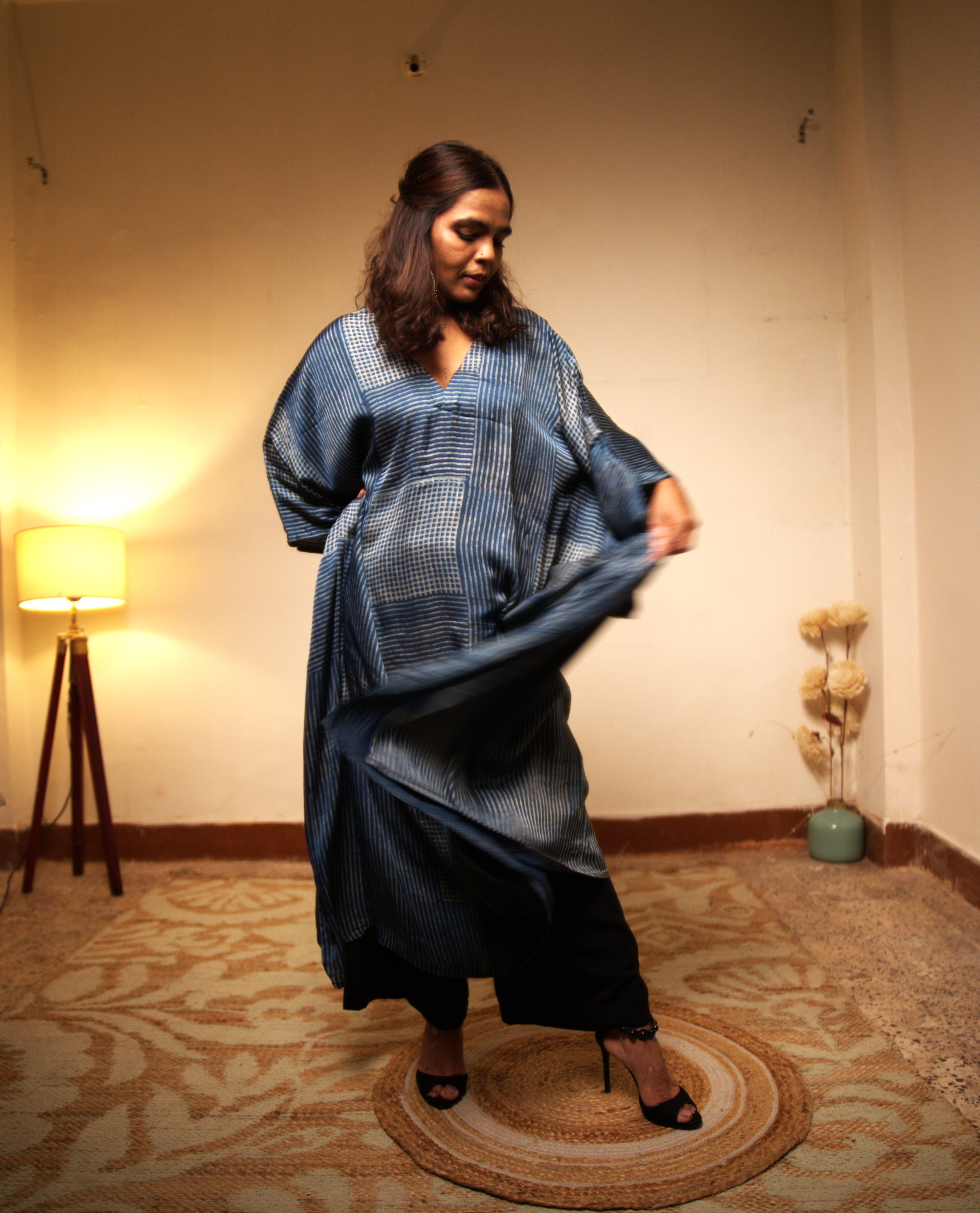 Jugni -Blue Modal Silk Kaftan