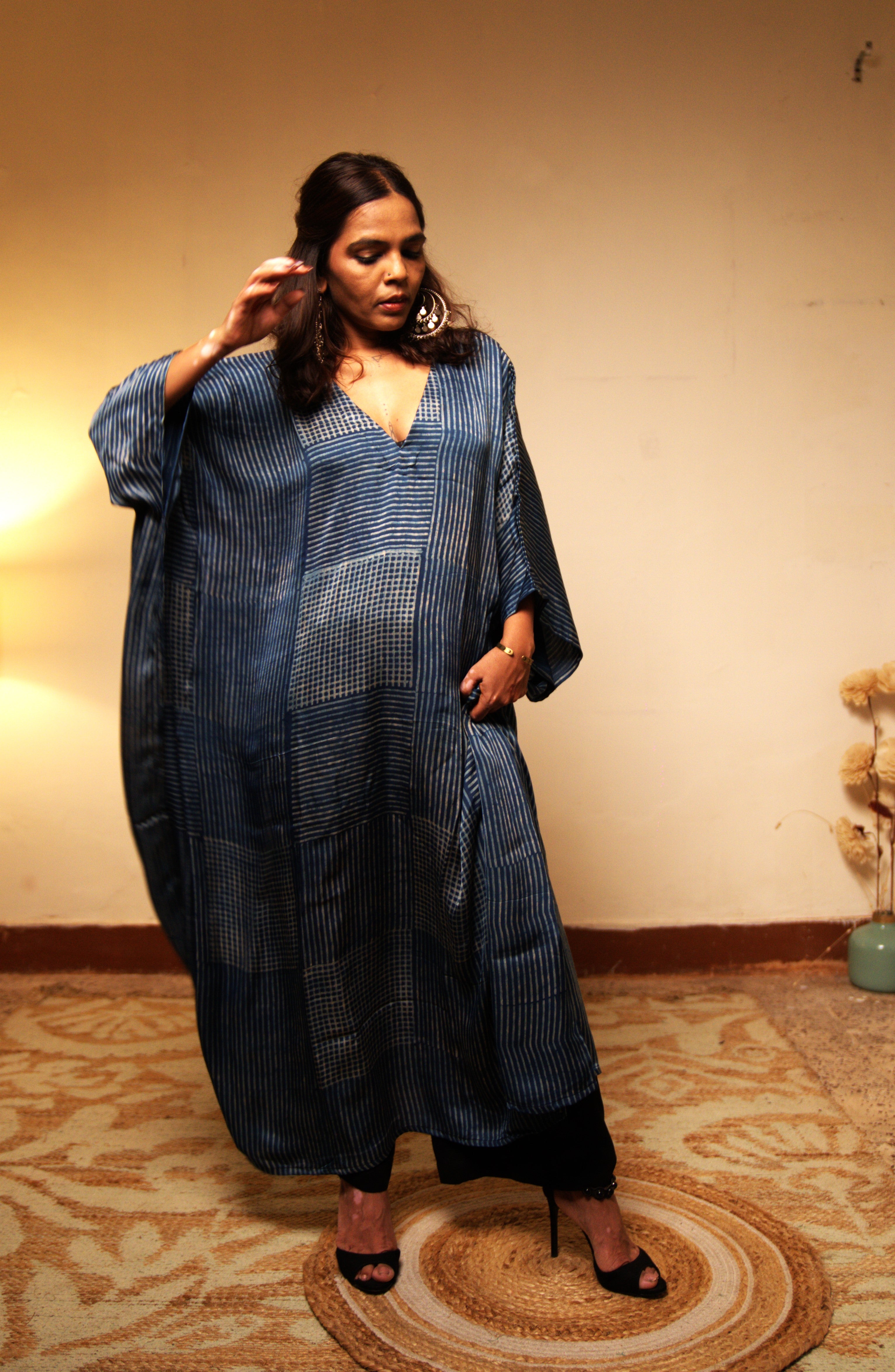Jugni -Blue Modal Silk Kaftan
