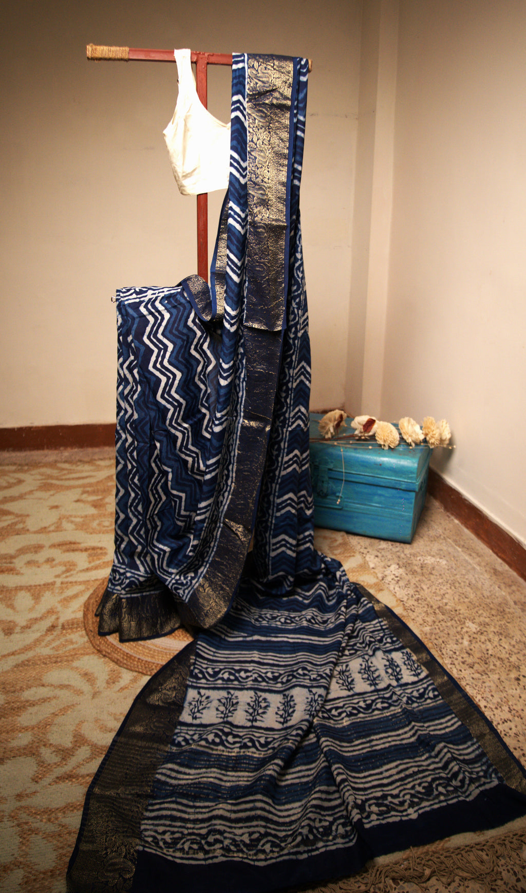 Indigo Blue Dola Silk Sari