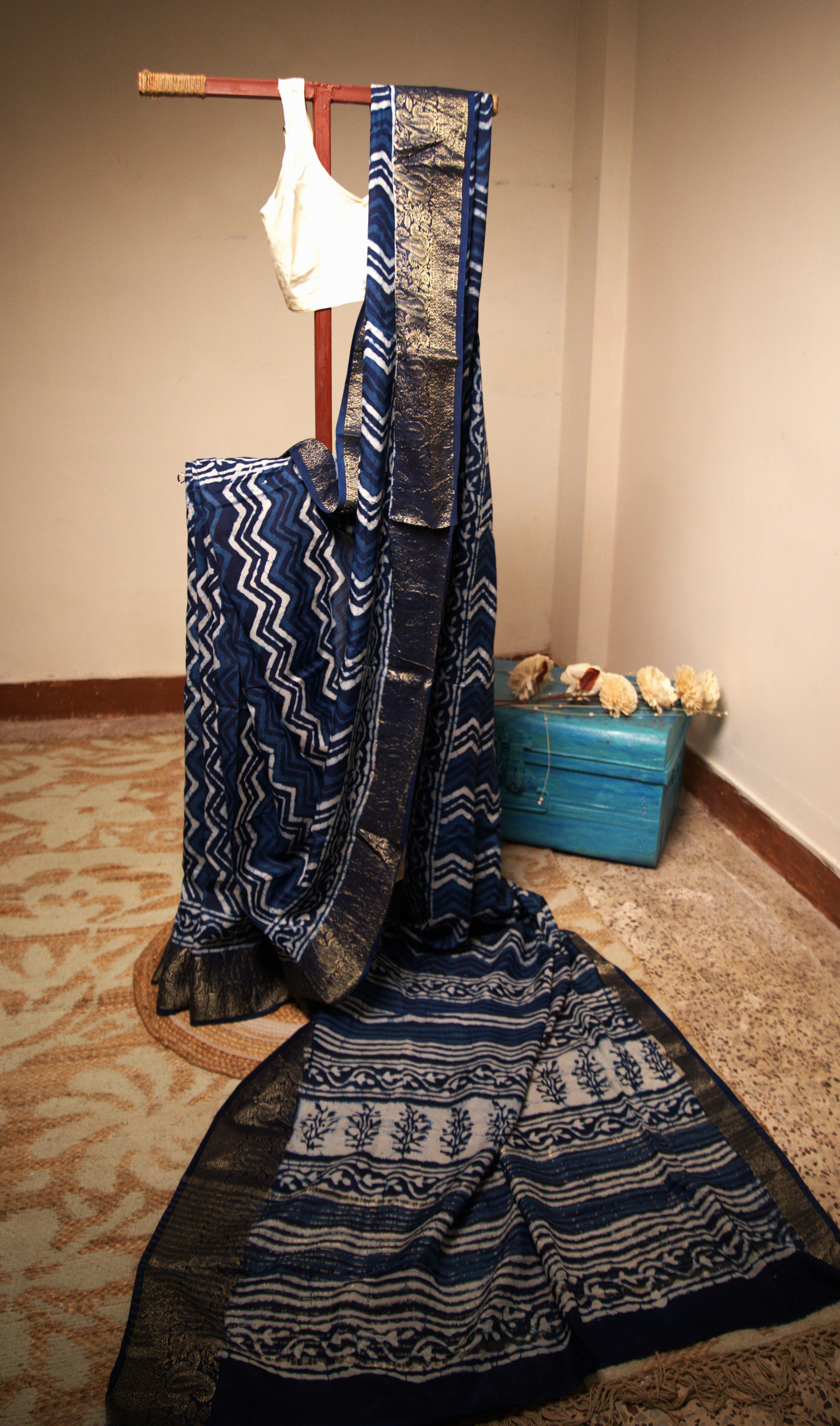 Indigo Blue Dola Silk Sari