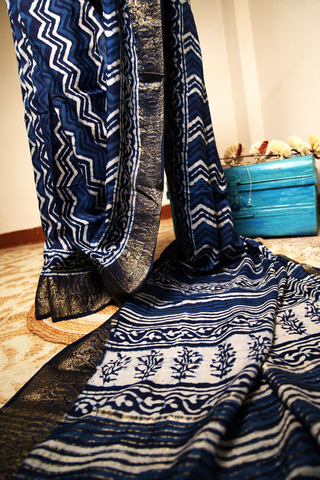 Indigo Blue Dola Silk Sari