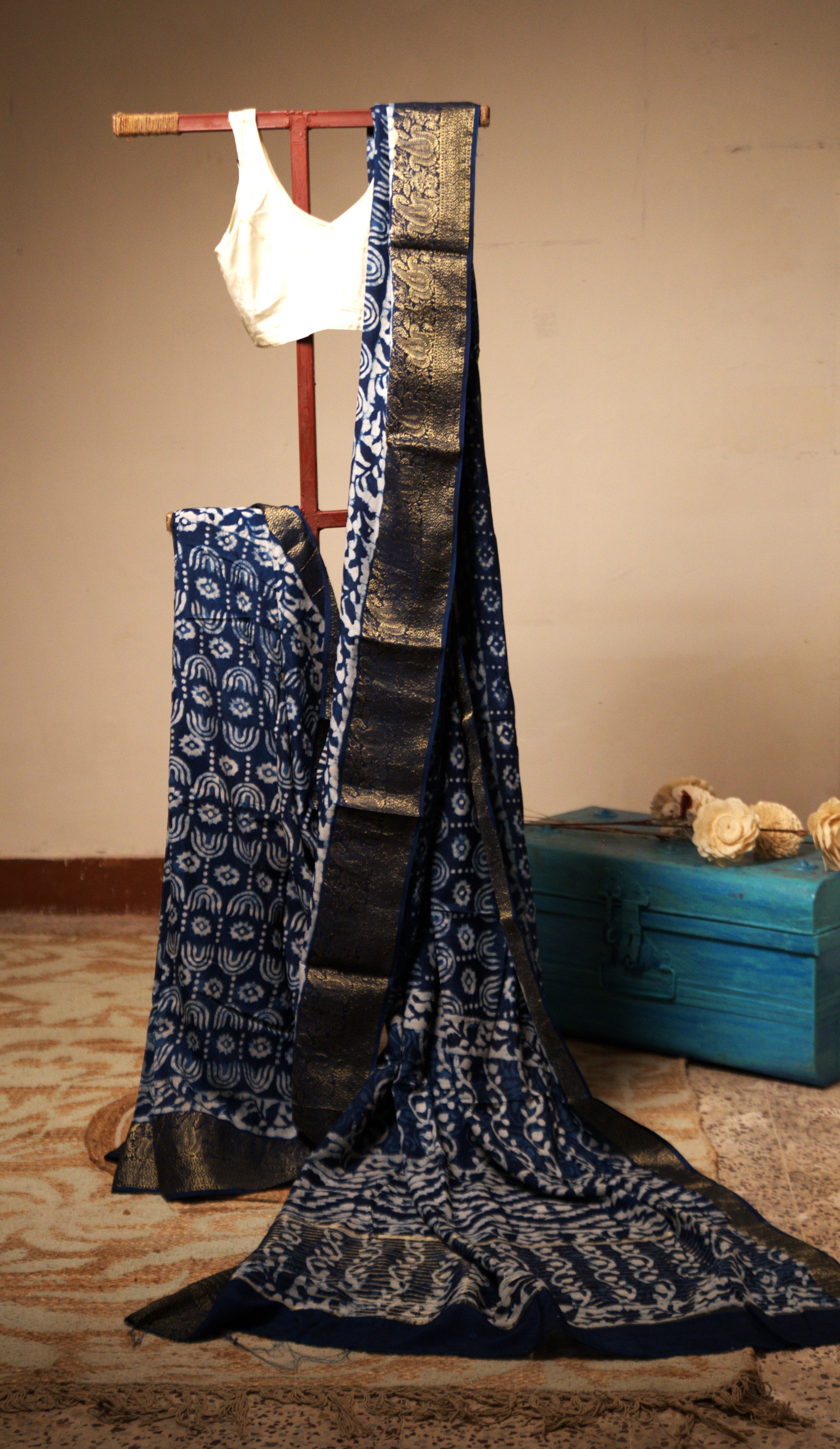 Indigo Blue Dola Silk Sari