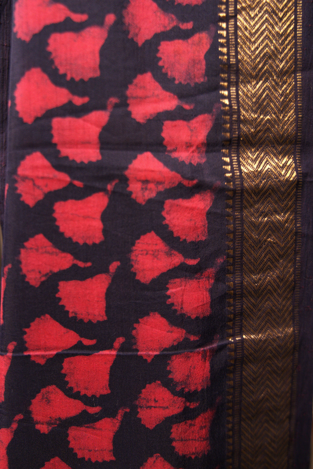 Sutrā – Dark Purple Silk Sari with Pink flowers