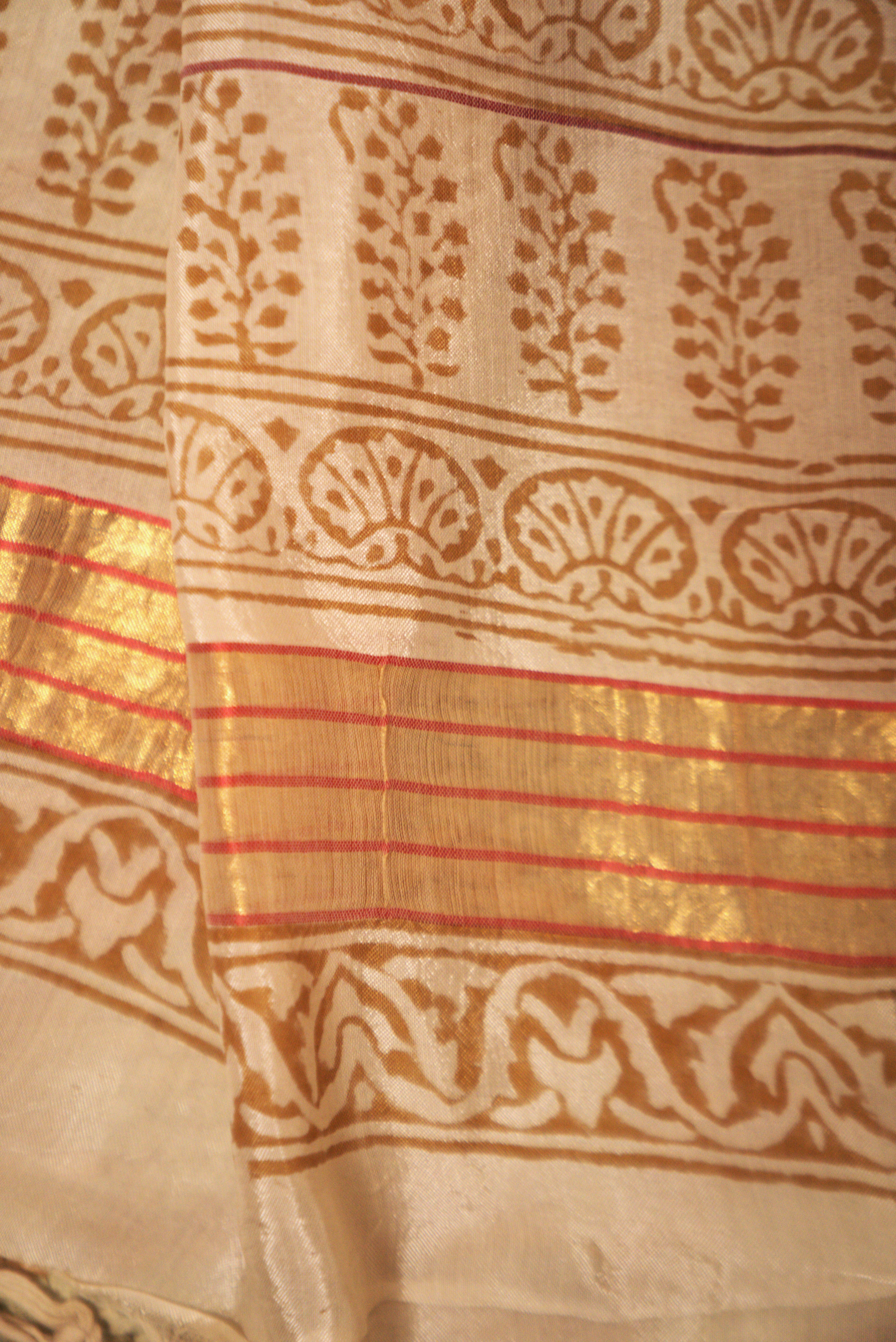 Sutrā  Sari in White & Gold
